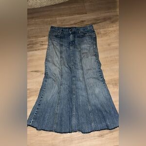Karen Kane Blue Panel Denim Flared Skirt